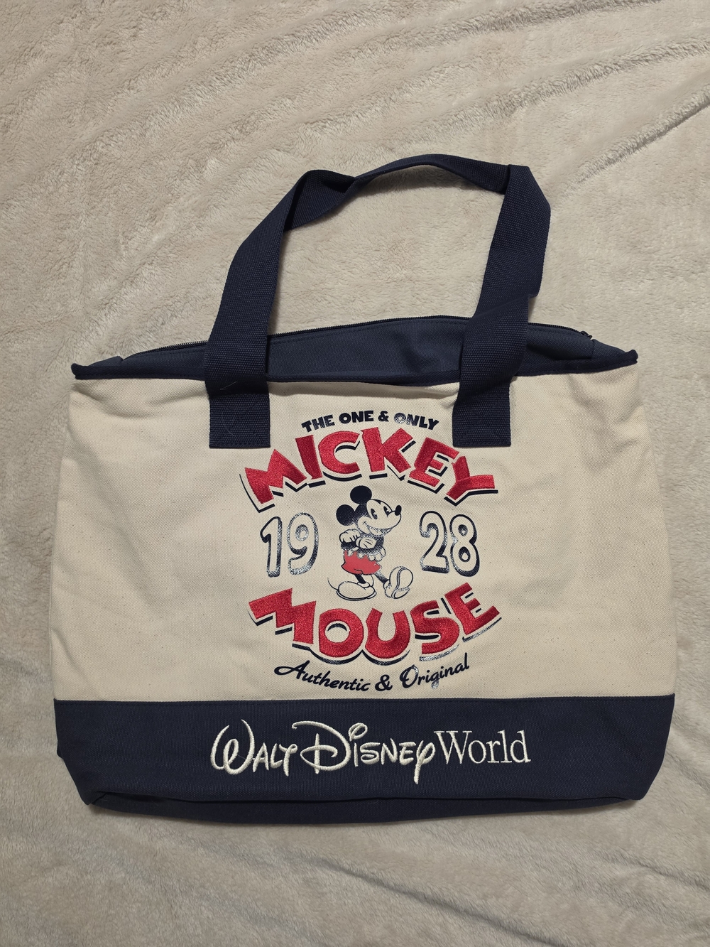 Disney Canvas Mickey Mouse Tote Bag - Cream & Navy